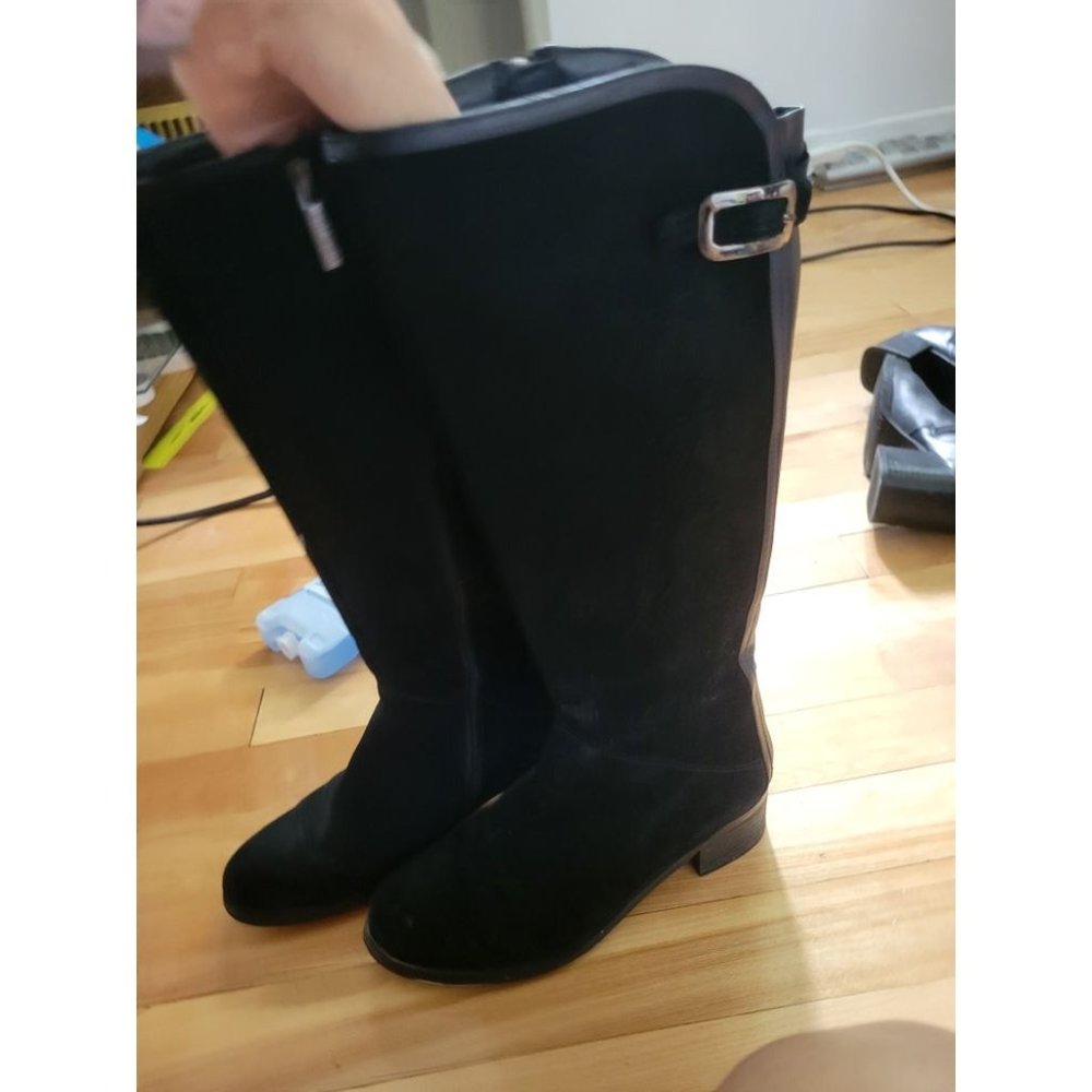 Valdini Black Suede Knee-High Boots – Size 8 | Riding Style